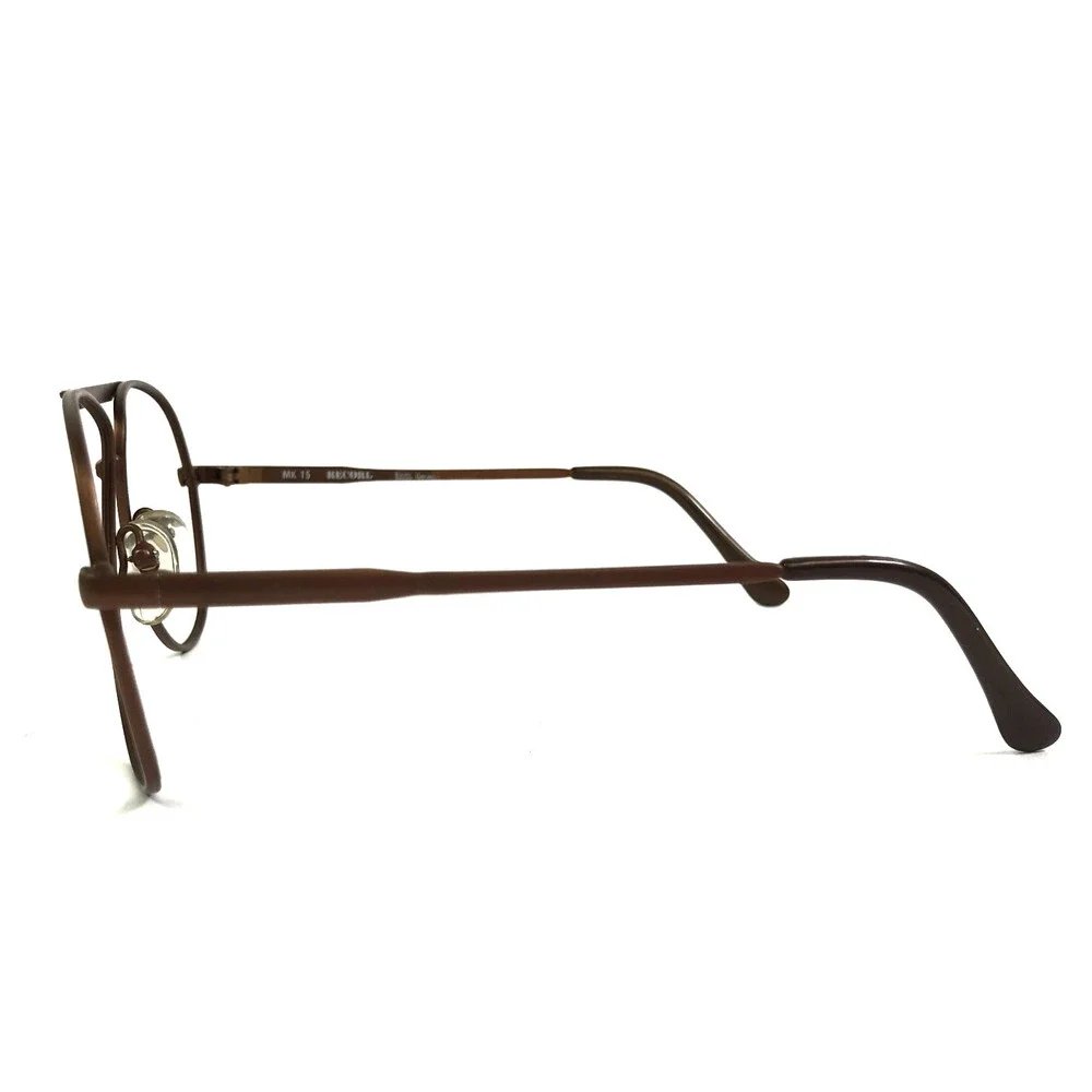 Vintage Record Eyeglasses Frames MK15 Col.714 Brown Aviator Wire Rim 56-16-140